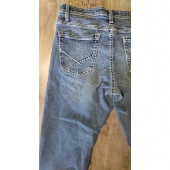 BKE Jake Straight Jeans Mens 36x32 Blue Denim Stretch Western Whiskered Cowboy - Picture 11 of 12